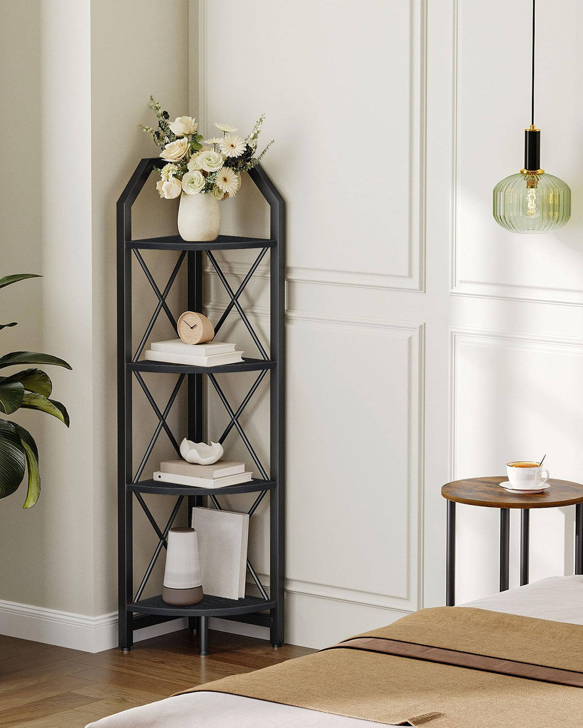 CHOEZON 6-Tier Corner Shelf, Industrial Corner Bookshelf, 71.2" Corner Storage Stand, Plant Stand Display Shelf, Corner Bookcase for Bedroom, Living Room, Home Office, Rustic Brown and Black TCJ11BF