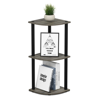 Furinno Turn-N-Tube Corner Shelf, 5-Tier Corner Bookshelf, Open Storage Shelves, for Organization and Storage, Living Room, Home Office, Garage, Bedroom, Black Espresso