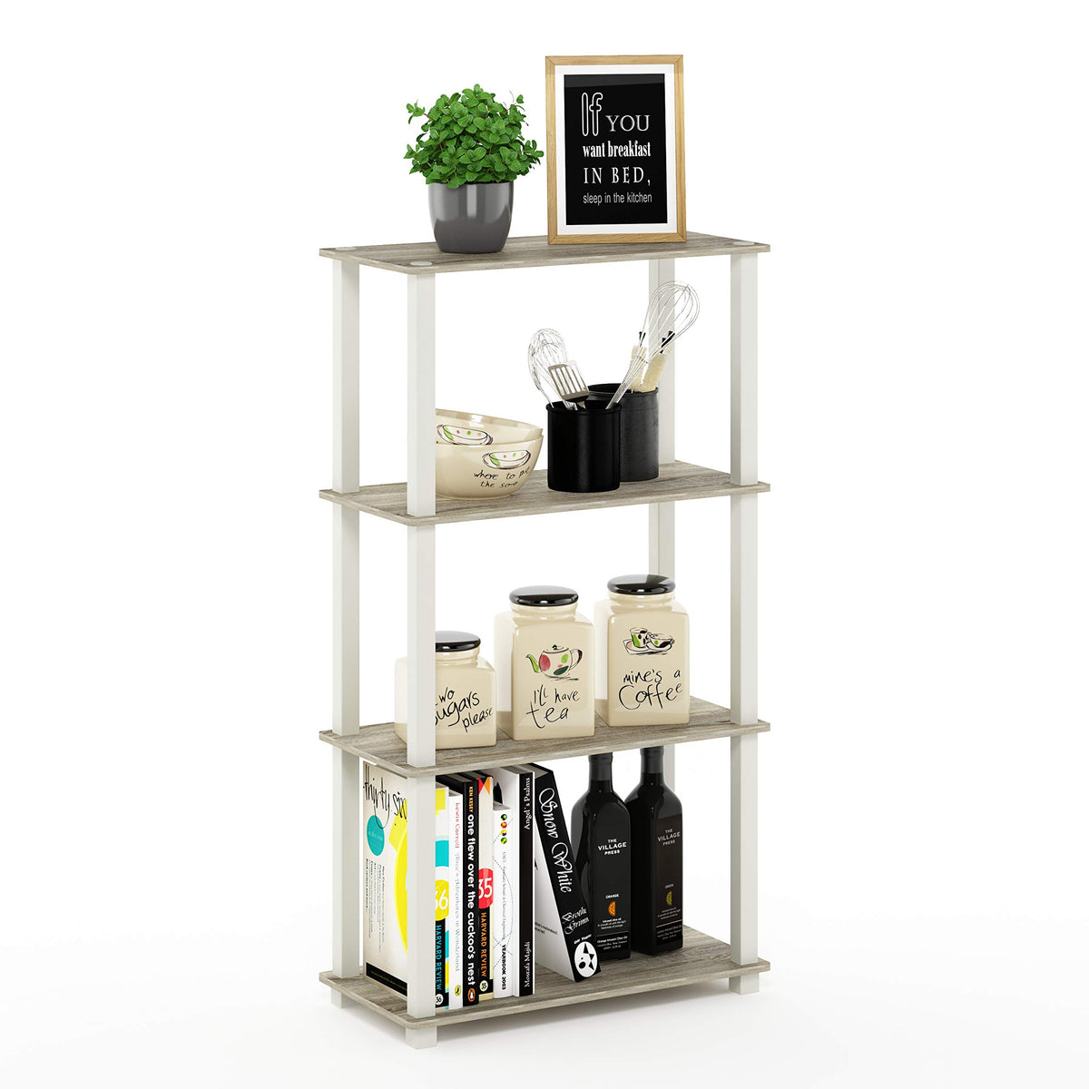 Furinno TURN-N-TUBE Corner Shelf, 5-Tier Corner Bookshelf, Open Storage Shelves, for Organization and Storage, Living Room, Home Office, Garage, Bedroom, Espresso