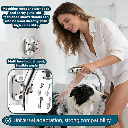 Shower Head Bracket wall Mounted - Heavy-Duty drillless Adjustable Handheld Shower Bracket | Strong Adhesive Installation Suitable for bathrooms, RVs, and Public Showers | Anti Rust ABS, Fix Firmly